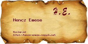 Hencz Emese névjegykártya
